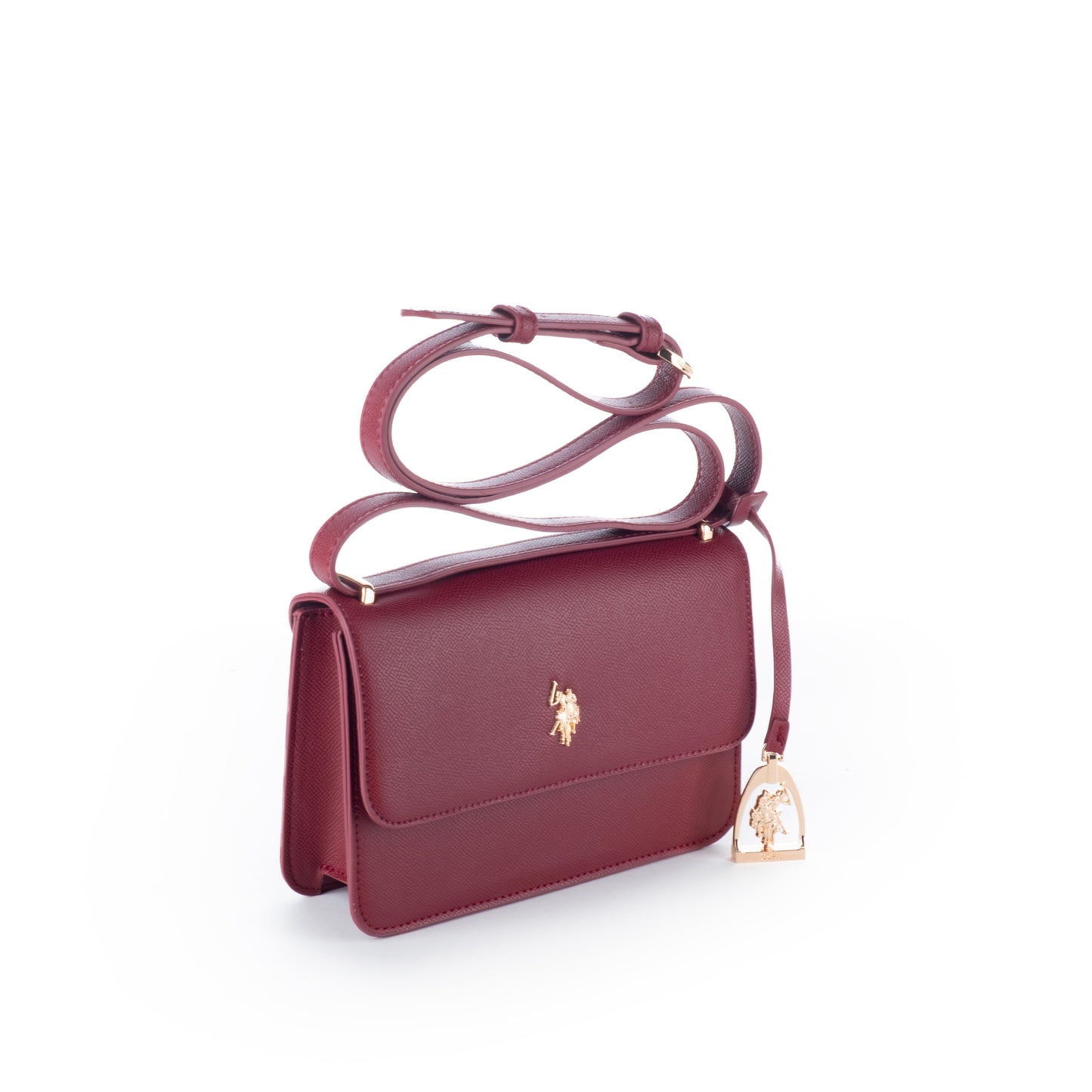 Bolsa Tiracolo US Polo Bordô com Alça Ajustável e Detalhe Dourado