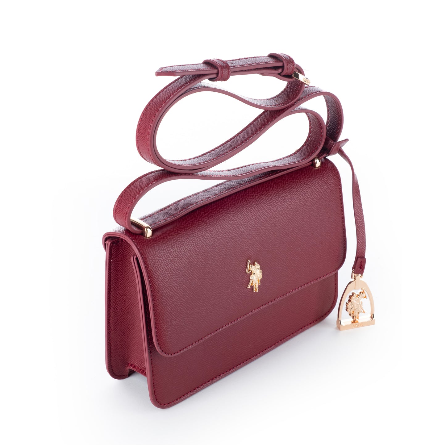 Bolsa Tiracolo US Polo Bordô com Alça Ajustável e Detalhe Dourado