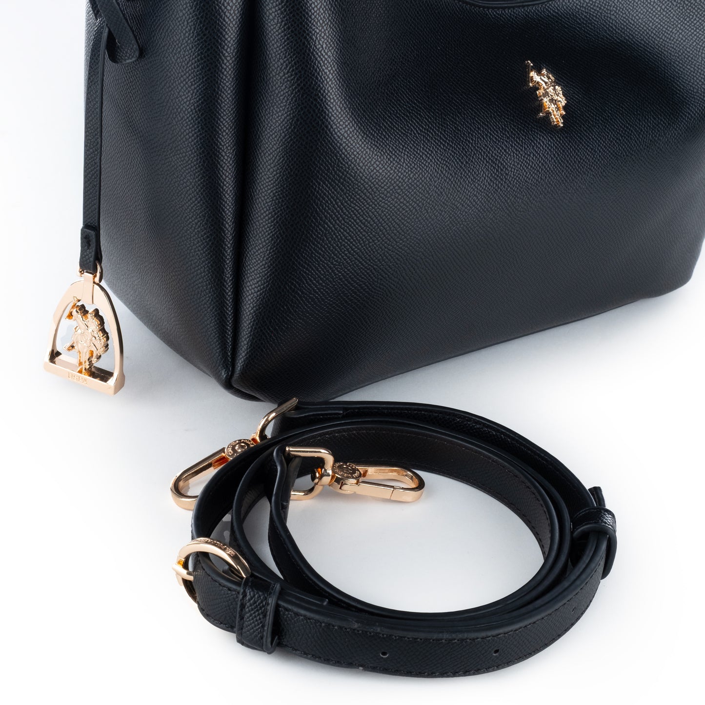Bolsa de Ombro US Polo Preta com Detalhe