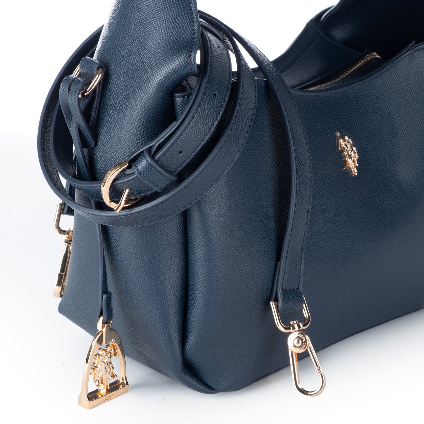 Bolsa de Ombro Us Polo Azul Marinho com Detalhe Dourado