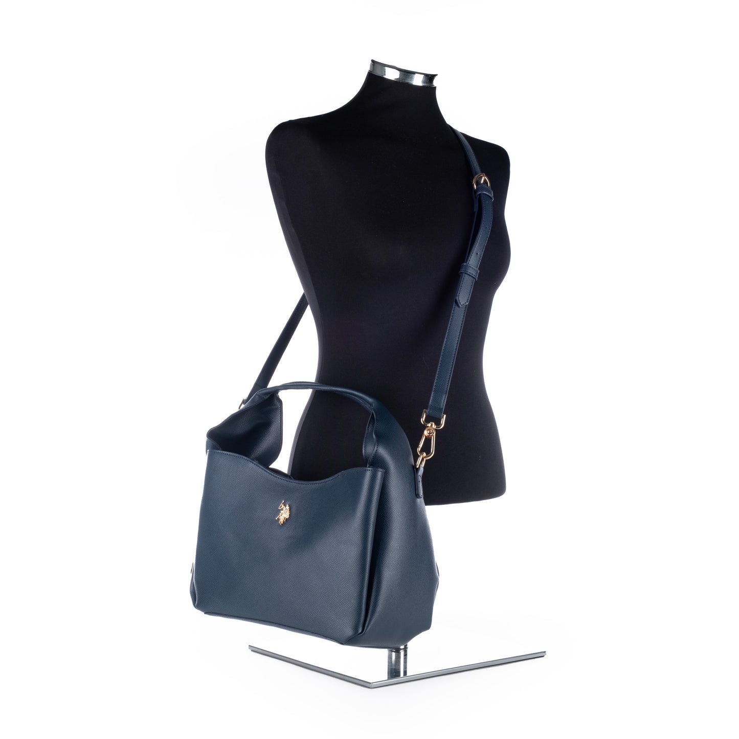 Bolsa de Ombro Us Polo Azul Marinho com Detalhe Dourado