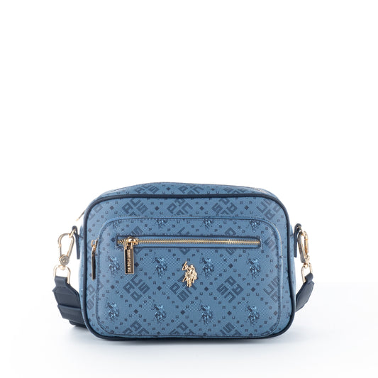 Bolsa Tiracolo Us Polo Azul com Detalhes Dourados