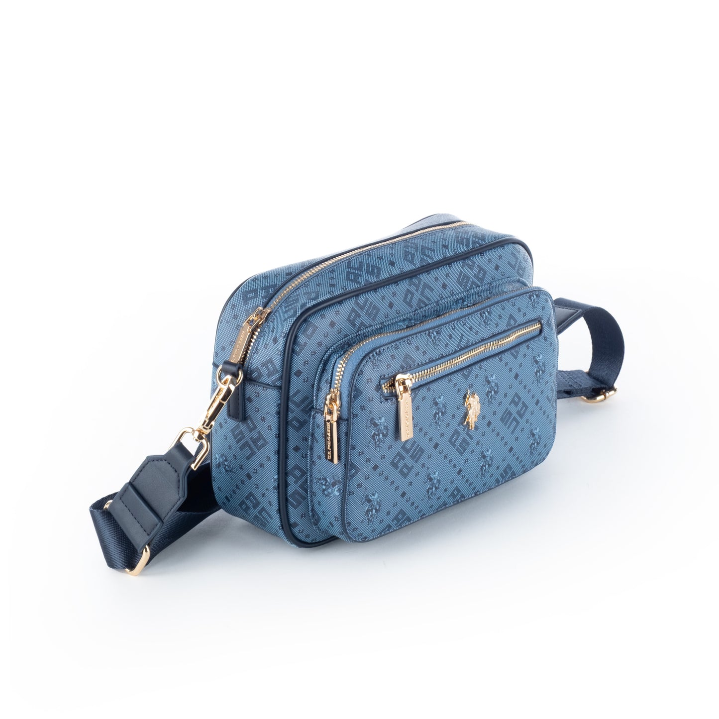 Bolsa Tiracolo Us Polo Azul com Detalhes Dourados