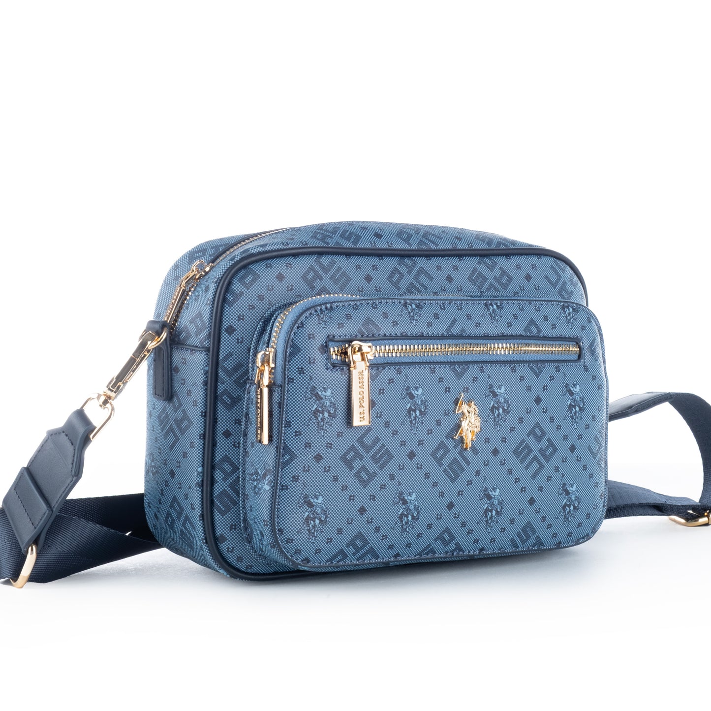 Bolsa Tiracolo Us Polo Azul com Detalhes Dourados