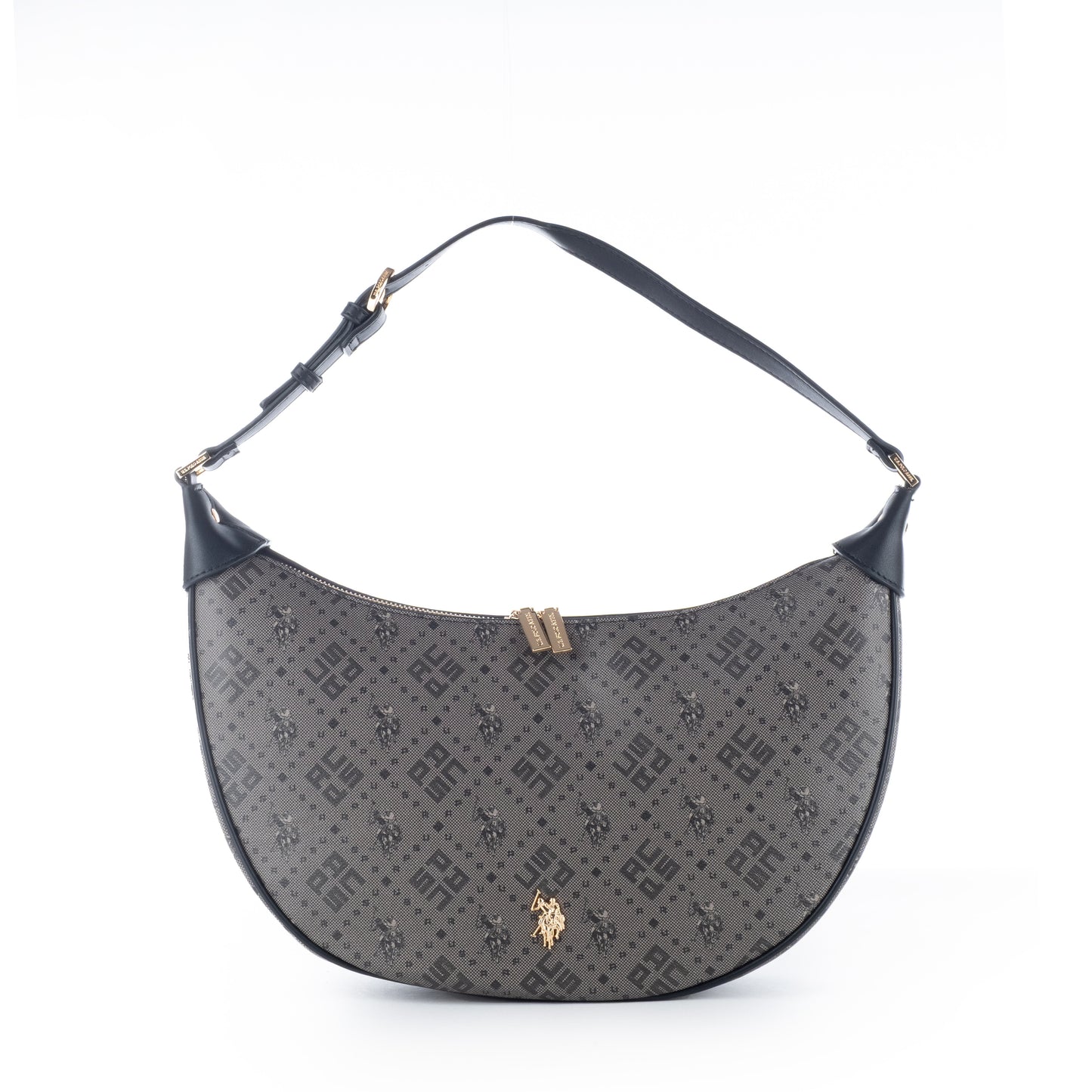 Bolsa de Ombro US Polo Marrom com Logo Estampado e Detalhes em Preto