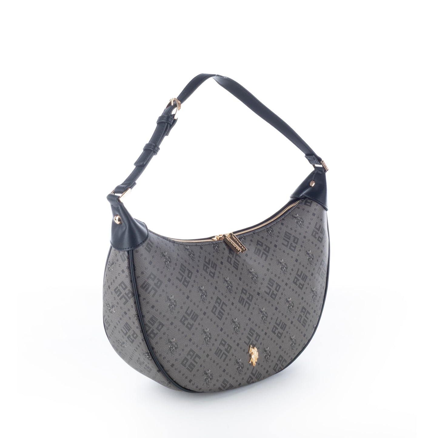 Bolsa de Ombro US Polo Marrom com Logo Estampado e Detalhes em Preto