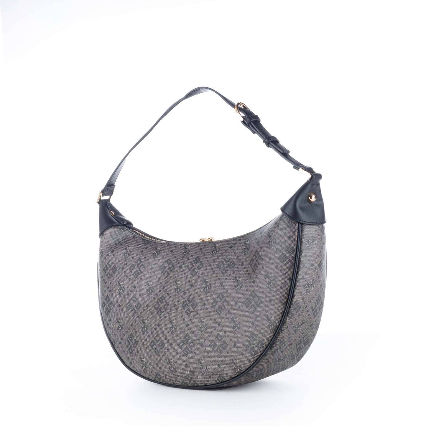 Bolsa de Ombro US Polo Marrom com Logo Estampado e Detalhes em Preto