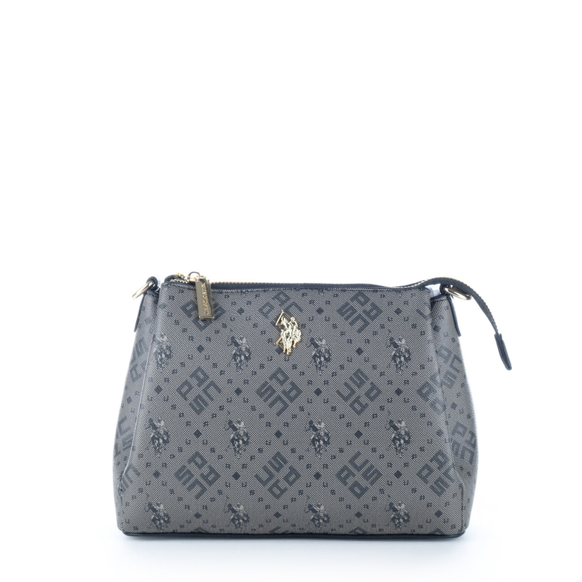 Bolsa Clutch U.S. Polo Assn. Cinzenta com Padrão Monograma