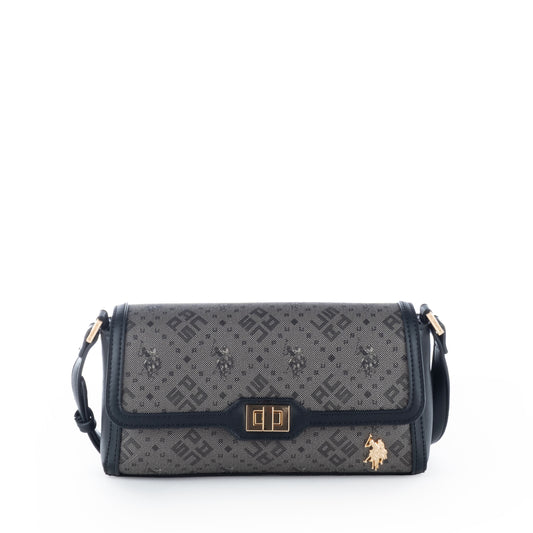 Bolsa Tiracolo US Polo Cinza com Detalhes em Dourado
