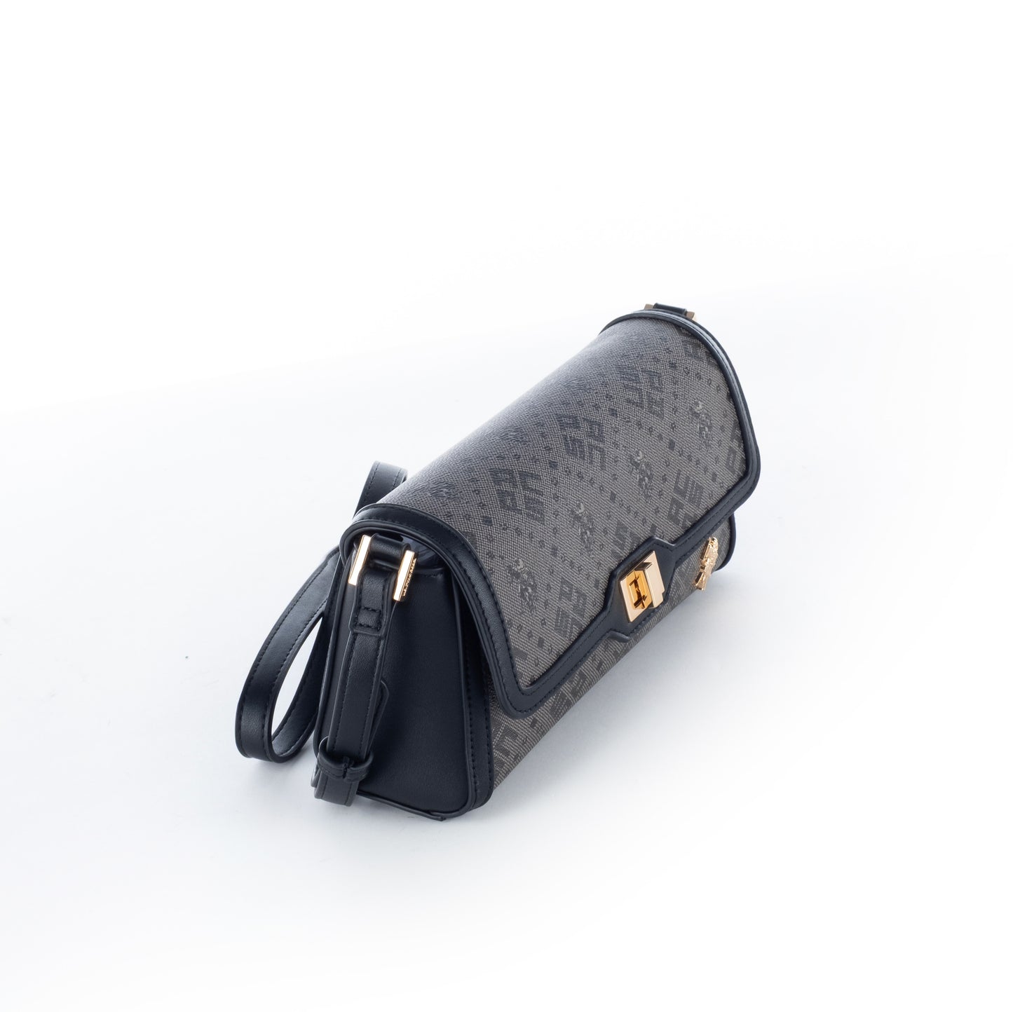 Bolsa Tiracolo US Polo Cinza com Detalhes em Dourado