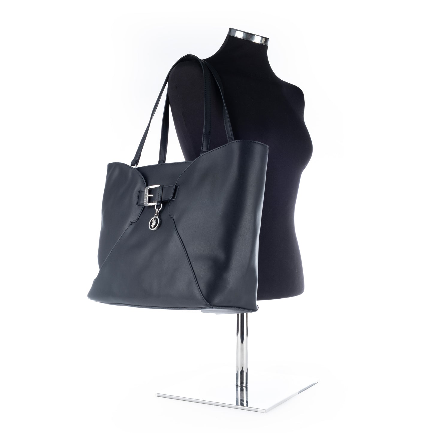 Bolsa Tote US Polo, Cor Preta, com Detalhes Metálicos