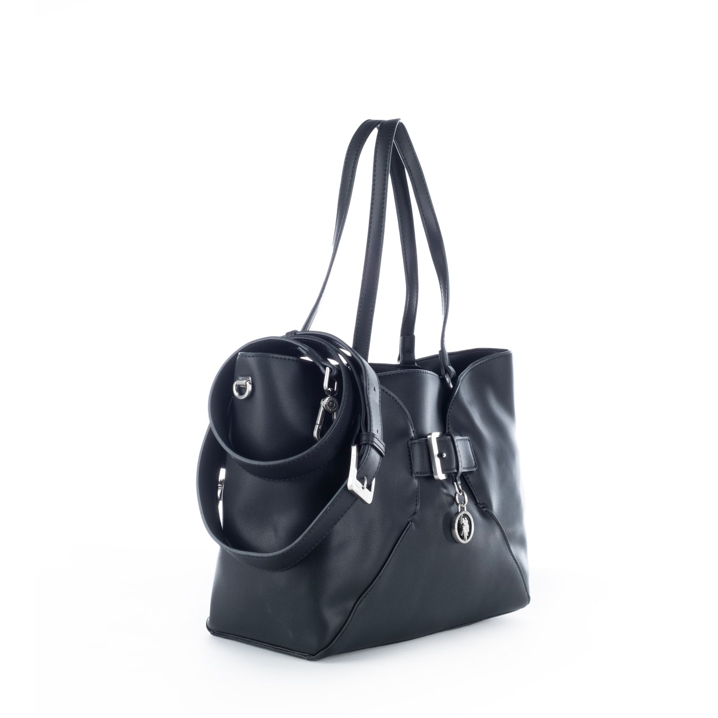 Bolsa Tote Us Polo Preta com Detalhe Metálico