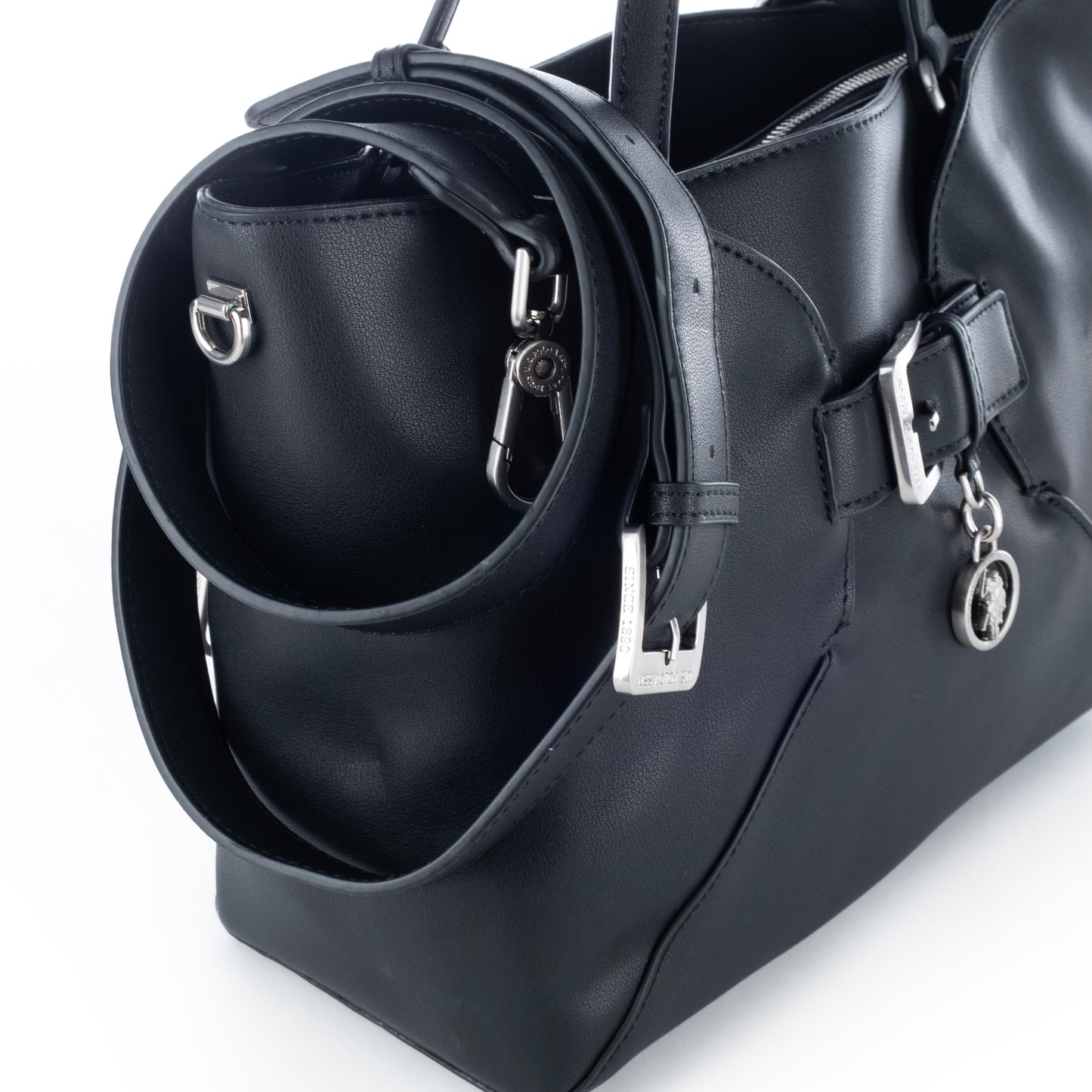 Bolsa Tote Us Polo Preta com Detalhe Metálico