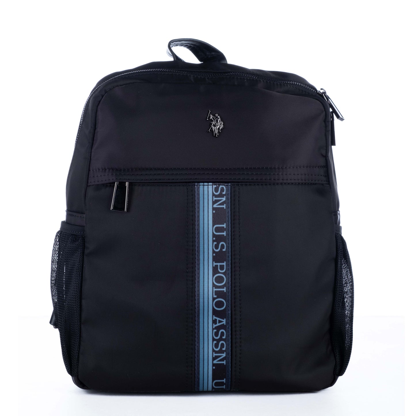 Mochila Unisexo US Polo Preta com Faixa Azul