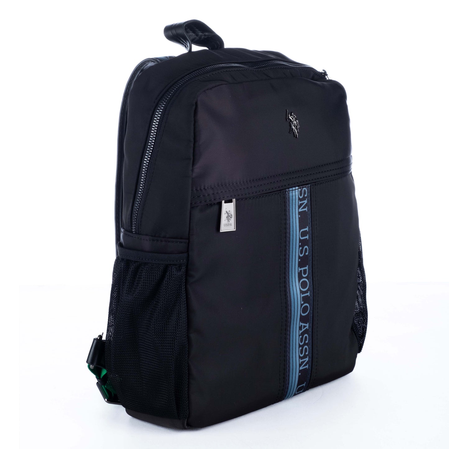 Mochila Unisexo US Polo Preta com Faixa Azul