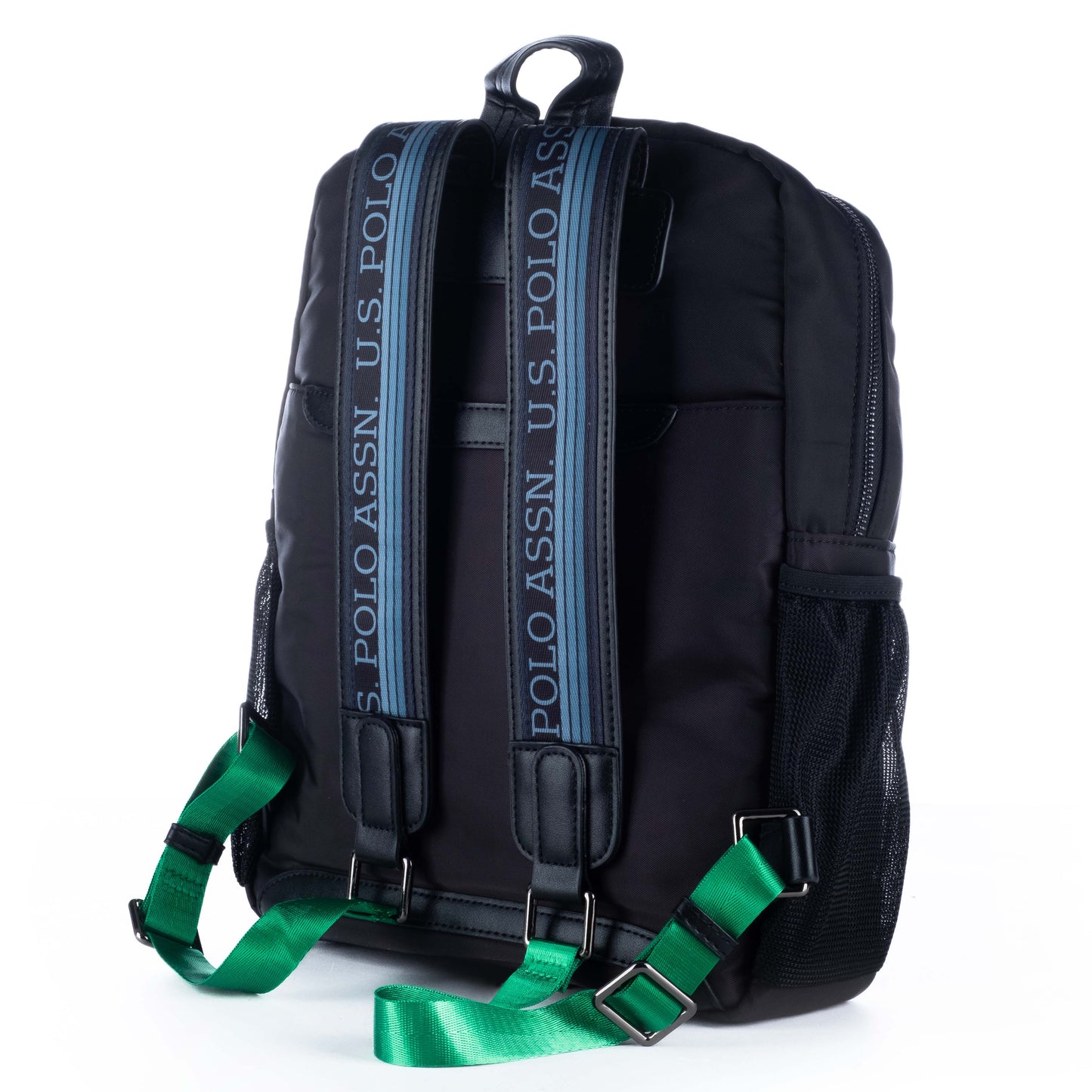 Mochila Unisexo US Polo Preta com Faixa Azul