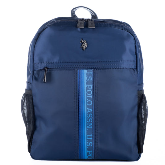 Mochila Unisexo US Polo Azul com Faixa Azul