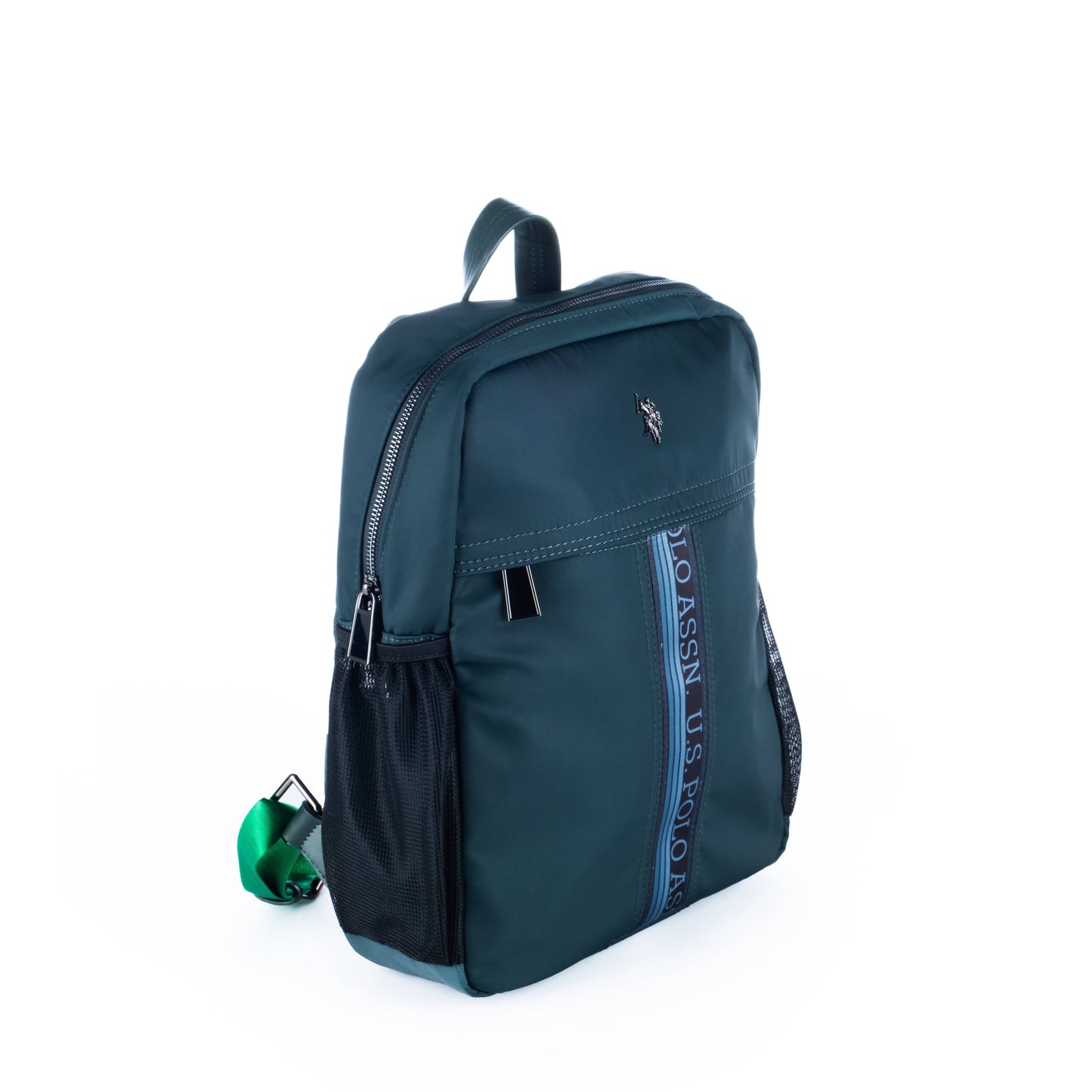 Mochila Unisexo US Polo Verde com Faixa Azul
