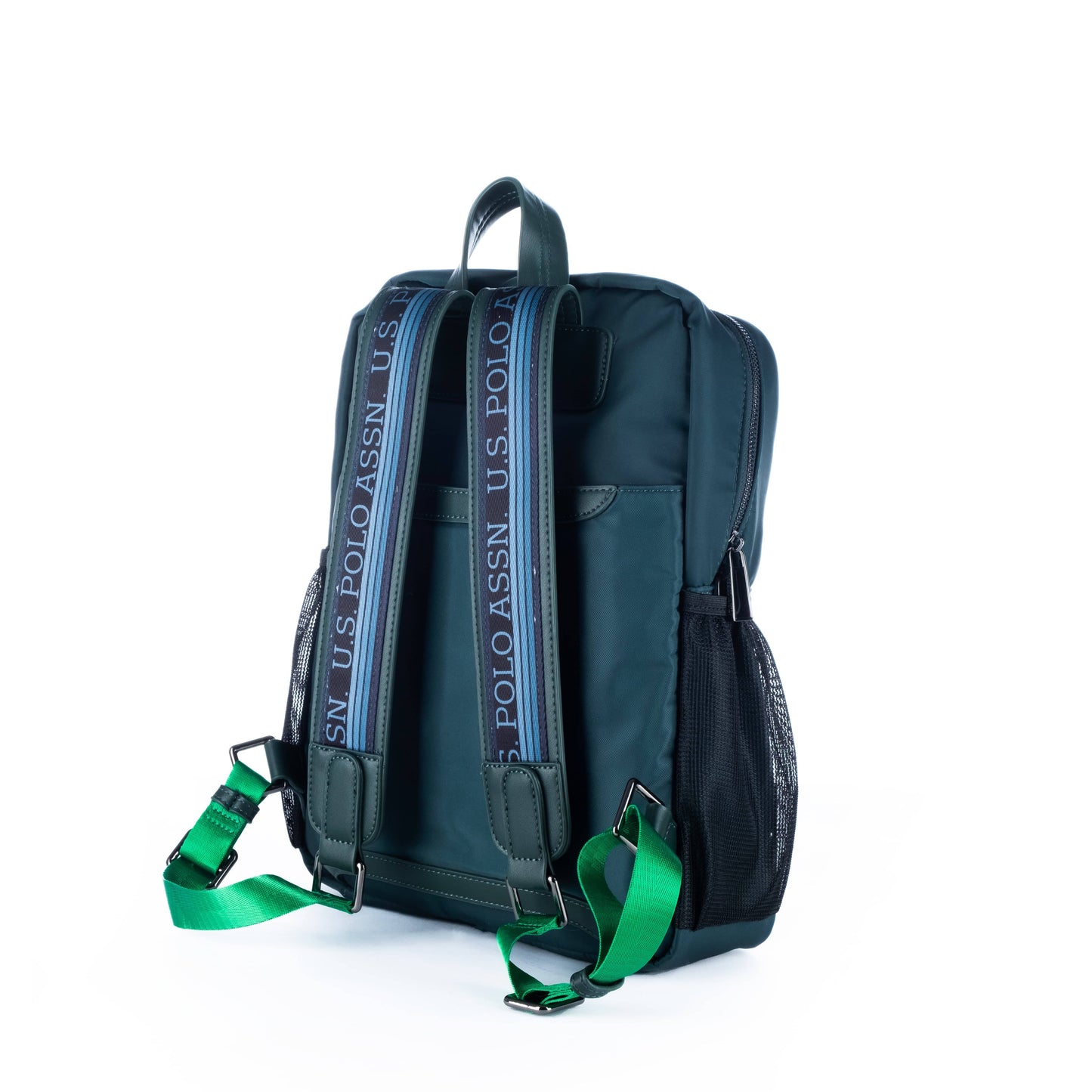 Mochila Unisexo US Polo Verde com Faixa Azul