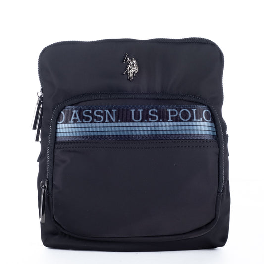 Bolsa Tiracolo Homem US Polo Preta com Faixa Azul