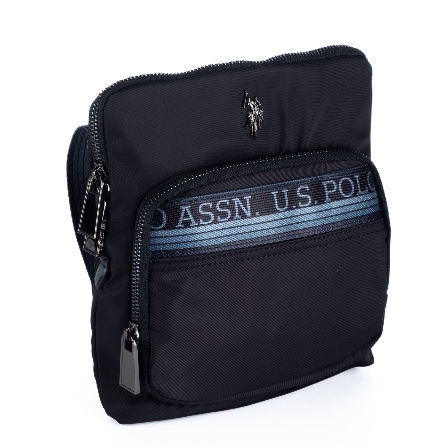 Bolsa Tiracolo Homem US Polo Preta com Faixa Azul