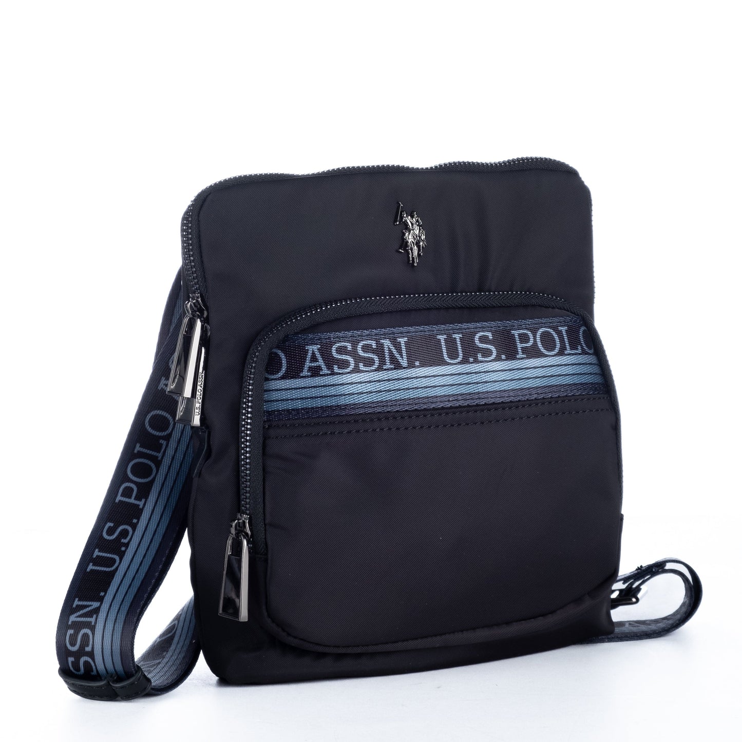 Bolsa Tiracolo Homem US Polo Preta com Faixa Azul