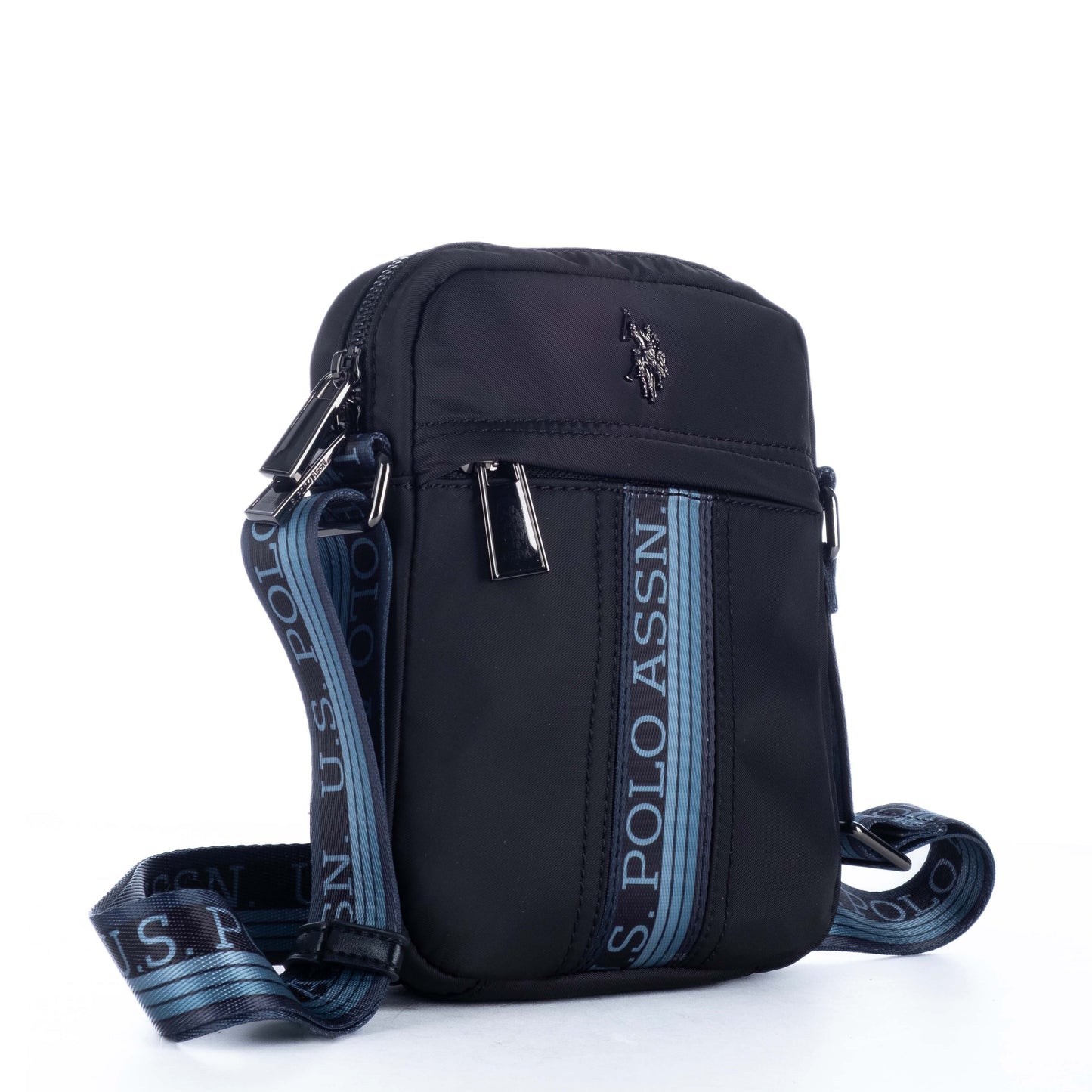 Bolsa Tiracolo Homem US Polo Preta com Logótipo Vertical