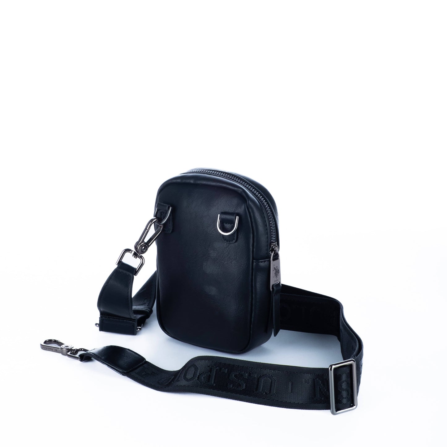 Bolsa Tiracolo Homem U.S. Polo Assn. Preta com Logótipo Metálico e Alça Ajustável
