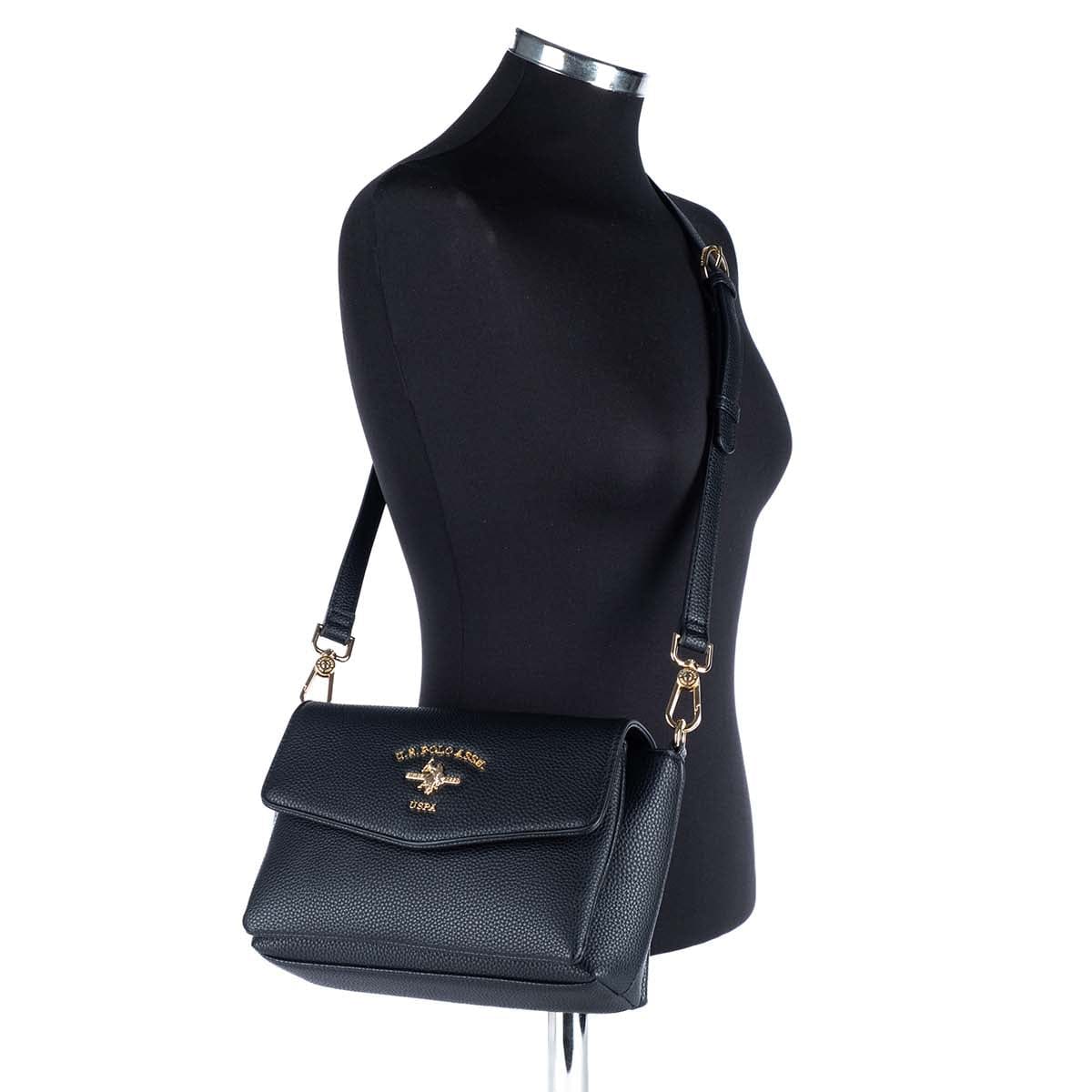 Bolsa Tiracolo Feminina US Polo ASSN Preta com Detalhes Elegantes