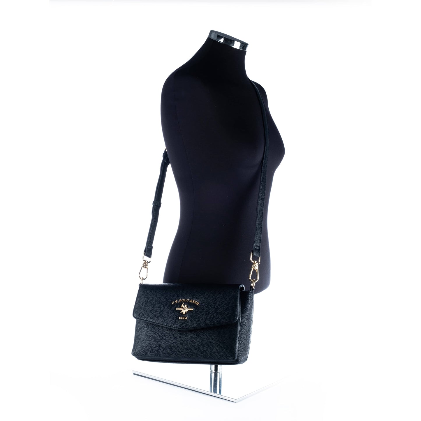 Bolsa Tiracolo Feminina US Polo ASSN Preta com Detalhes Elegantes