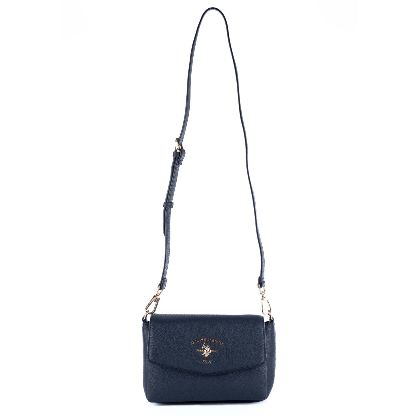 Bolsa Tiracolo Feminina US Polo Azul Marinho com Logo Dourado