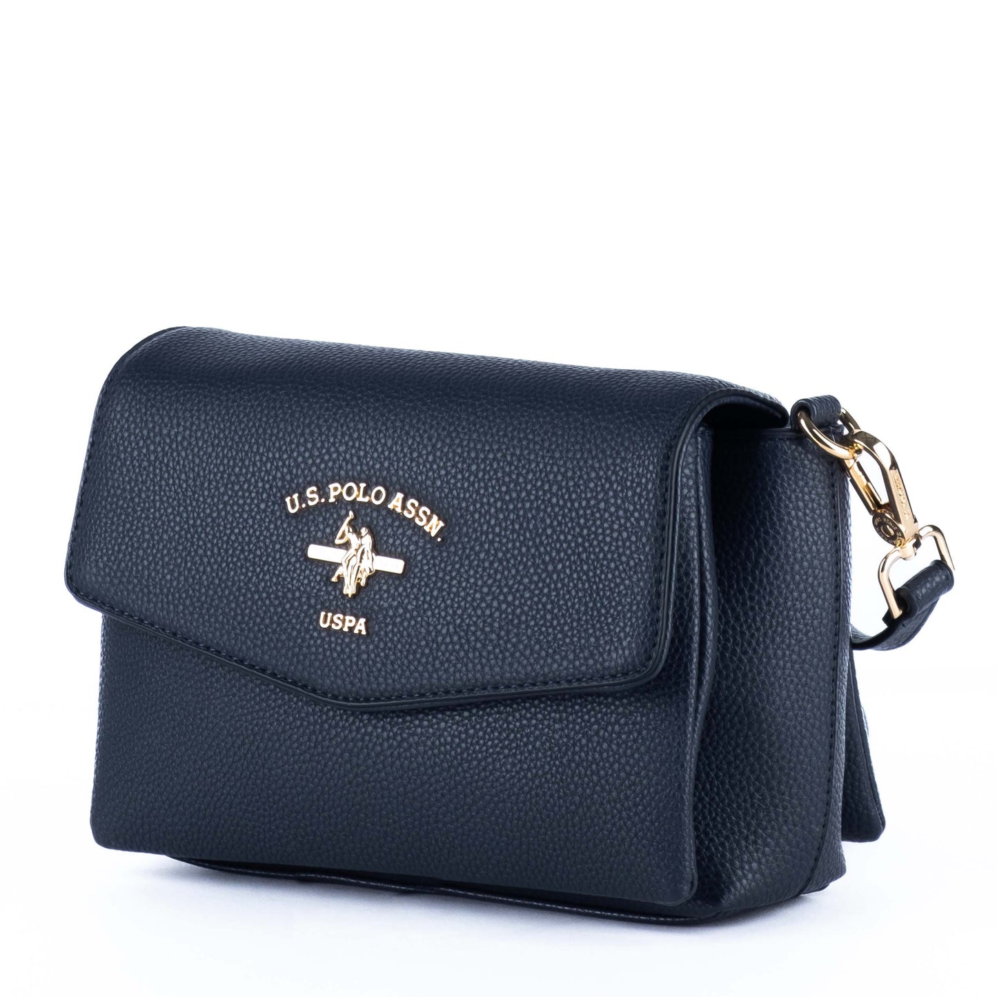 Bolsa Tiracolo Feminina US Polo Azul Marinho com Logo Dourado