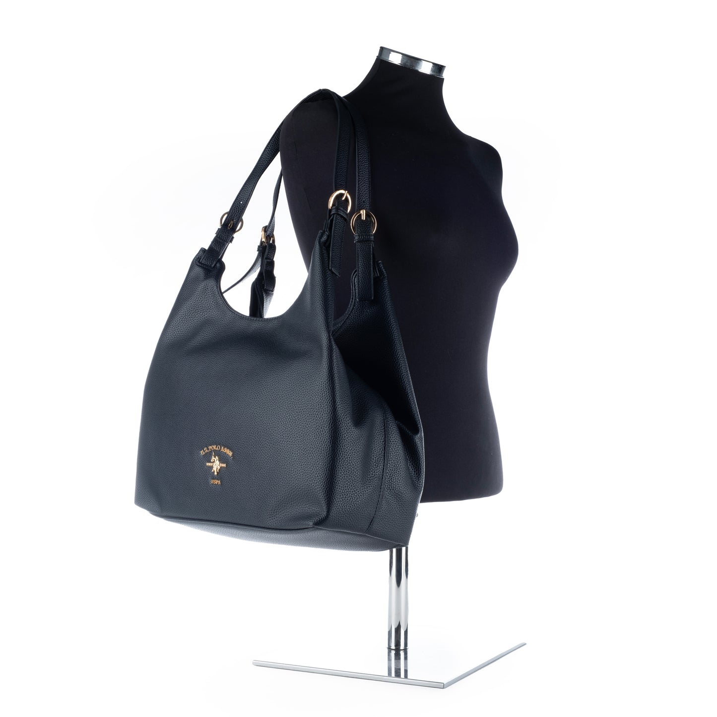 Bolsa de Ombro Us Polo Preto com Detalhes Elegantes