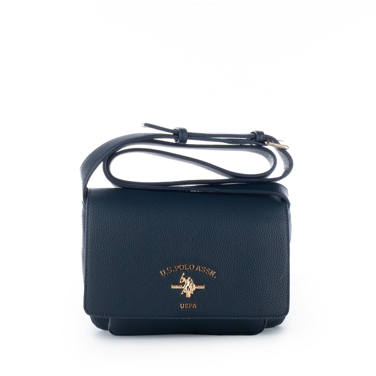 Bolsa Tiracolo US Polo Preta com Alça Ajustável e Detalhes Dourados