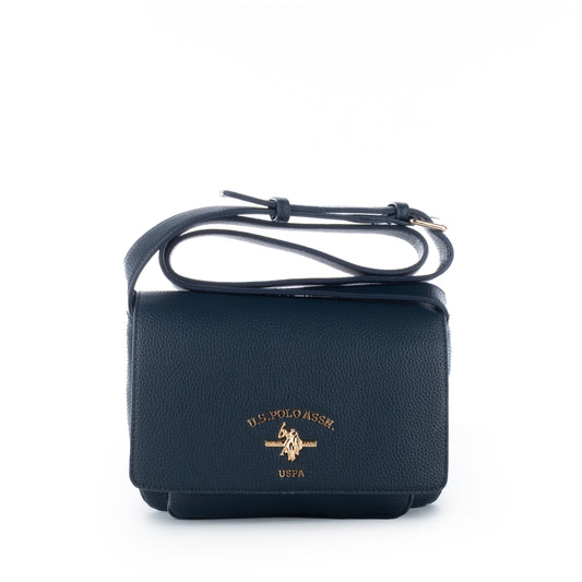 Bolsa Tiracolo US Polo Preta com Alça Ajustável e Detalhes Dourados
