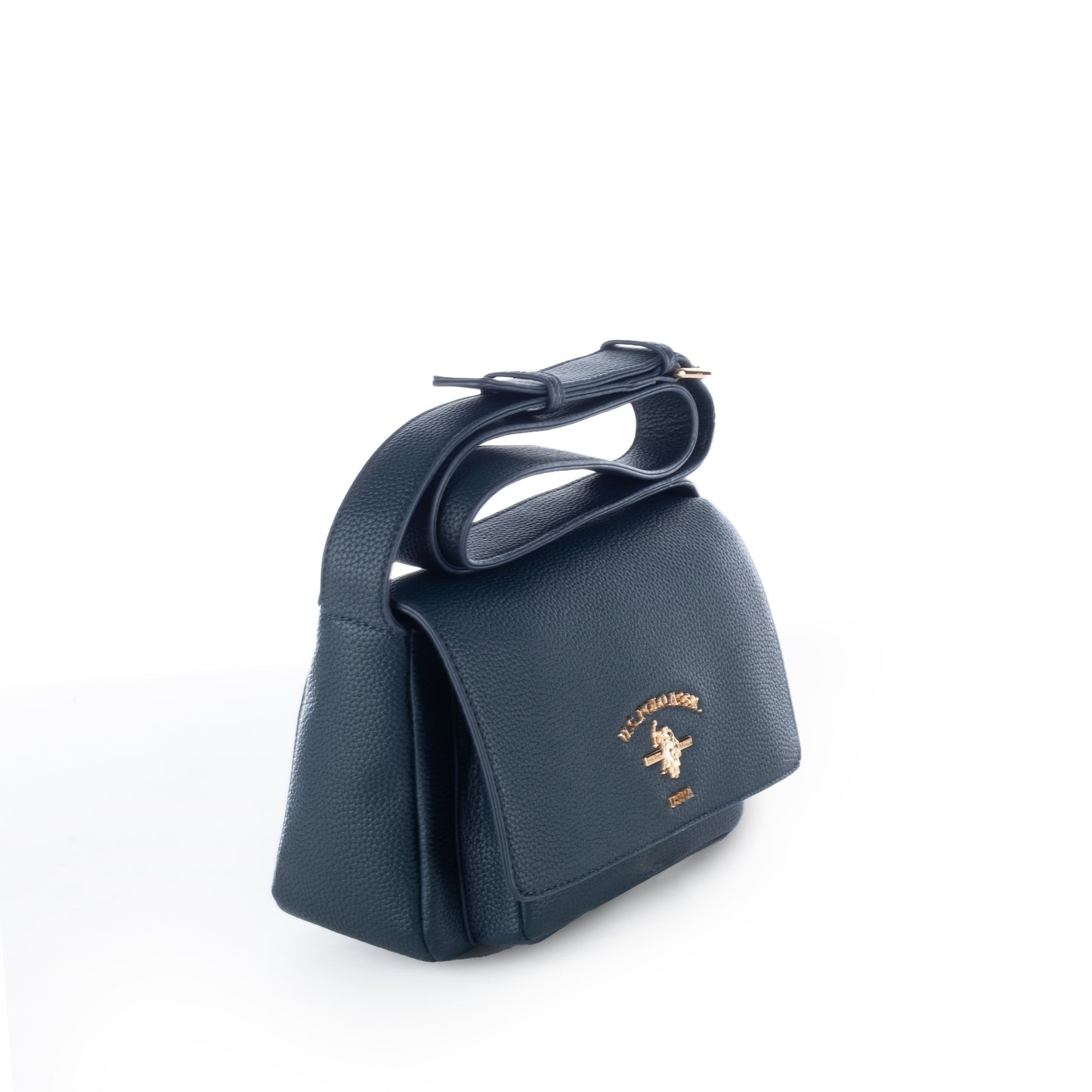 Bolsa Tiracolo US Polo Preta com Alça Ajustável e Detalhes Dourados