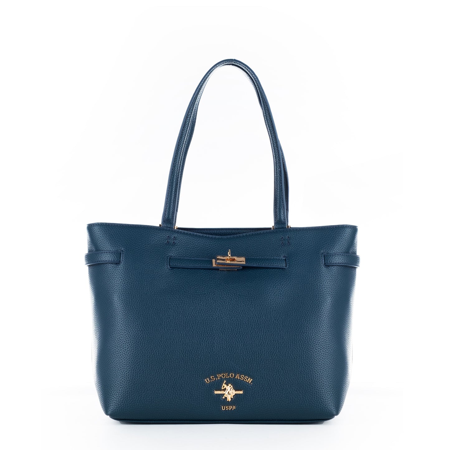 Bolsa Tote U.S. Polo Assn. Azul Escuro com Logótipo Dourado e Alça Removível