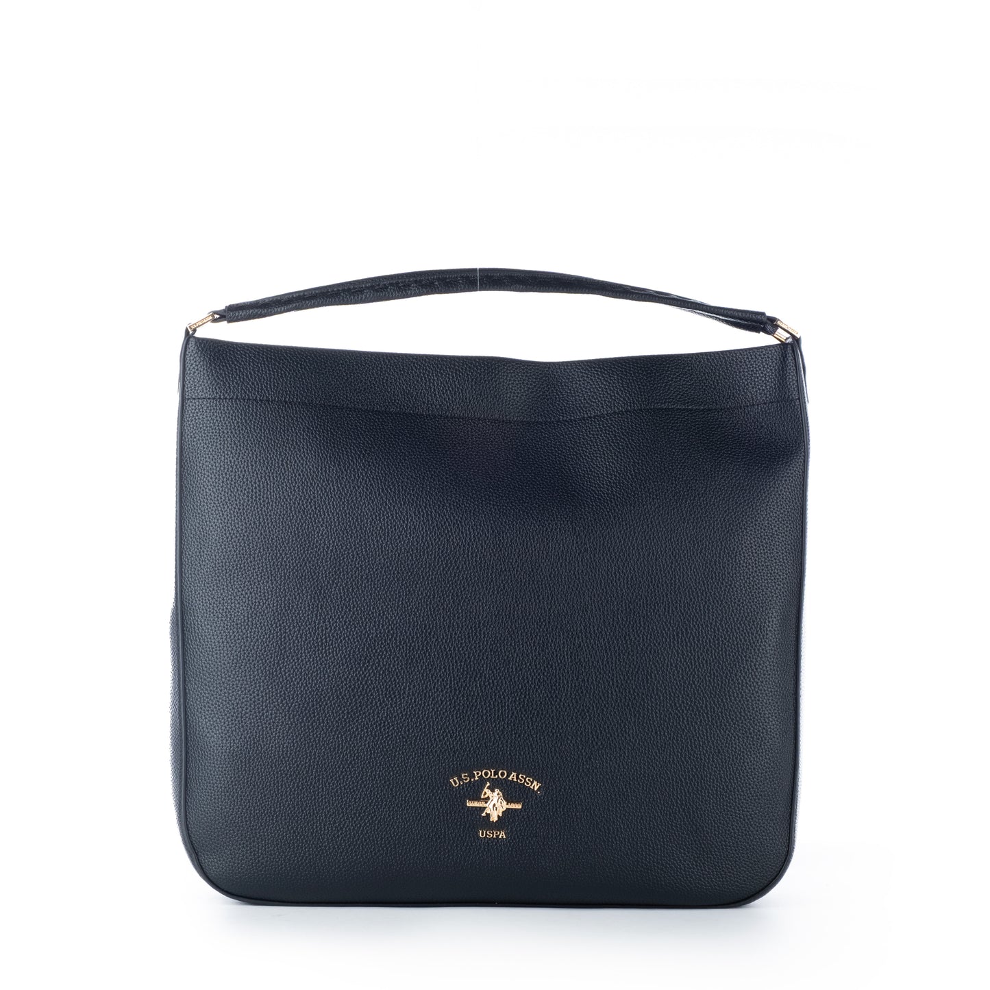 Bolsa de Ombro Us Polo Preta com Logo Dourado
