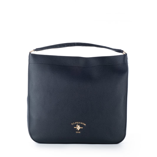 Bolsa de Ombro Us Polo Preta com Logo Dourado
