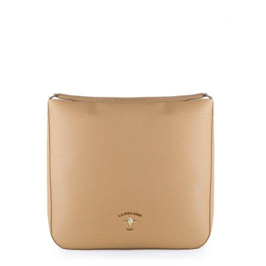Bolsa de Ombro U.S. Polo Assn. Bege com Logótipo Dourado