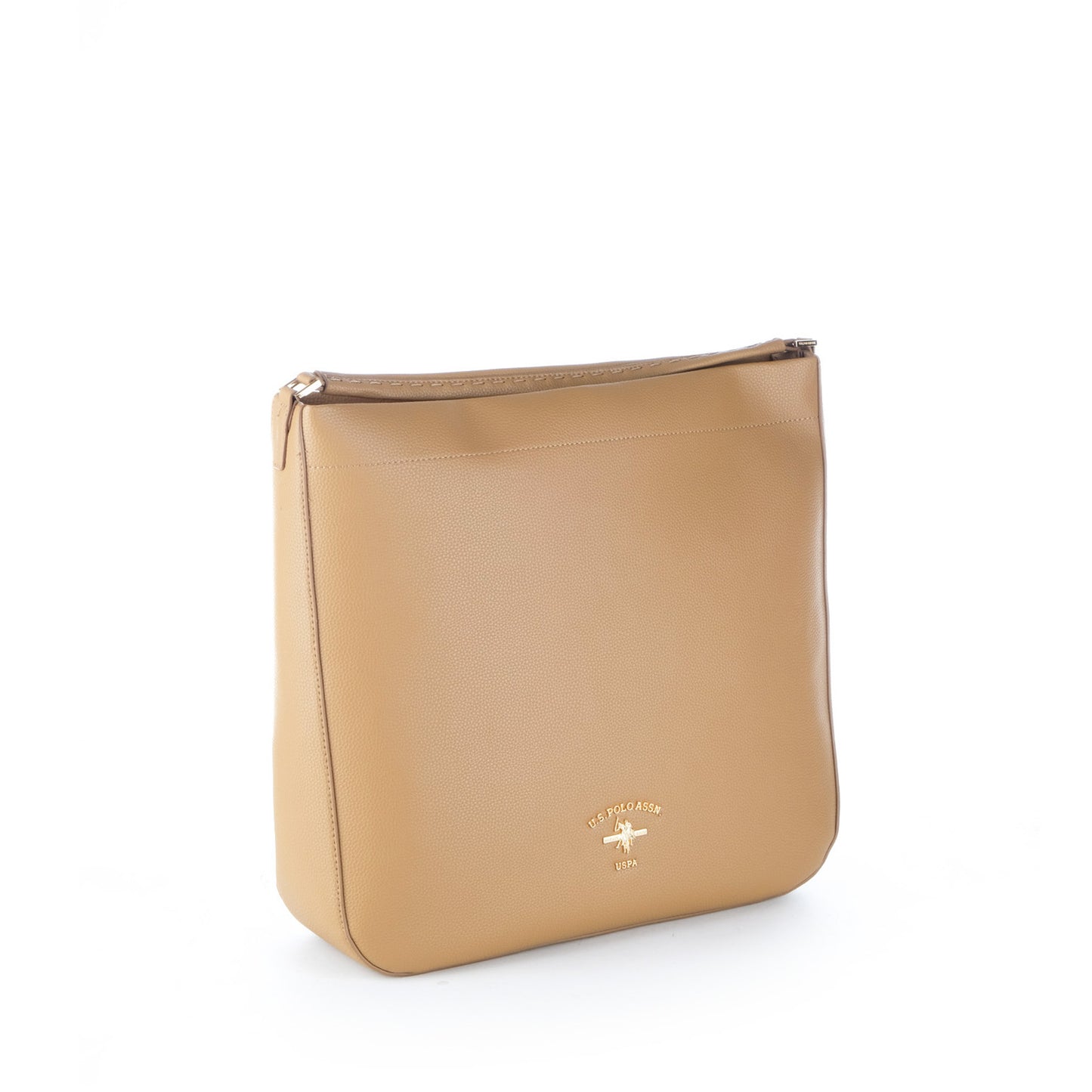 Bolsa de Ombro U.S. Polo Assn. Bege com Logótipo Dourado