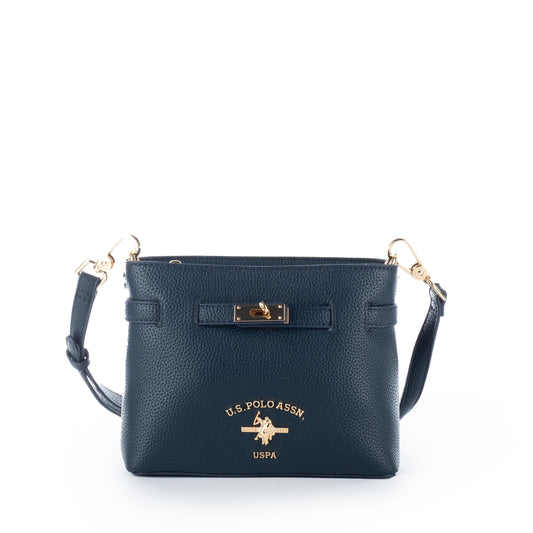 Bolsa Tiracolo Us Polo Azul-Marinho com Detalhes Dourados