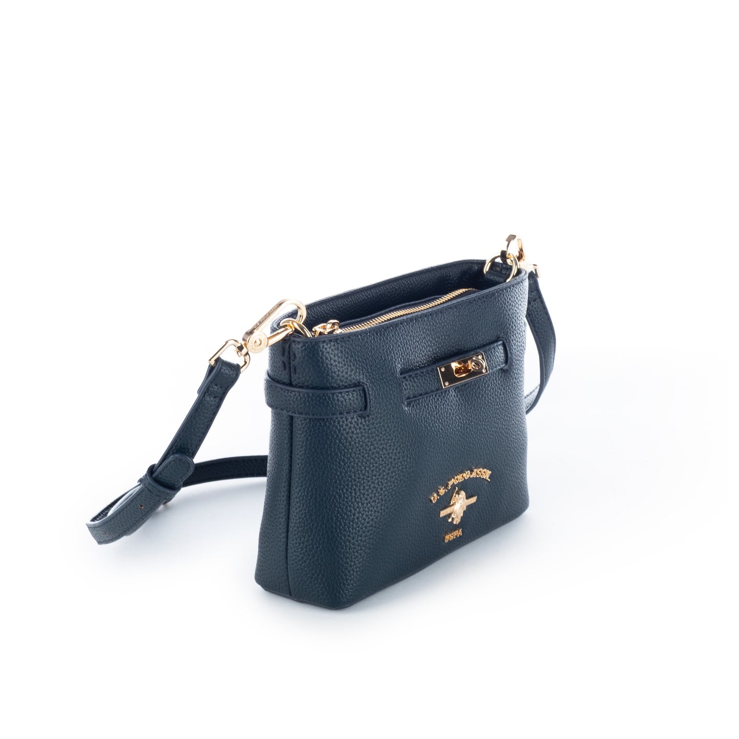 Bolsa Tiracolo Us Polo Azul-Marinho com Detalhes Dourados