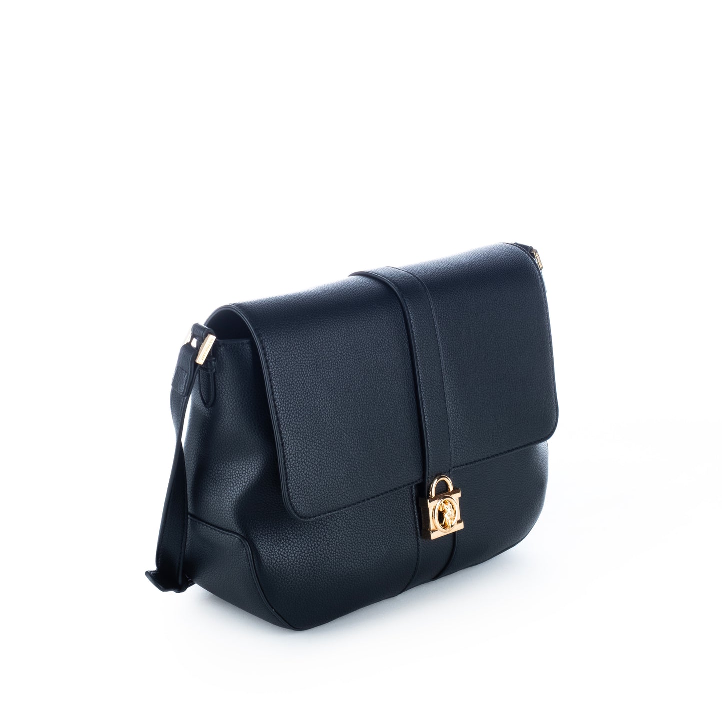 Bolsa Tiracolo US Polo Preta com Detalhes Dourados