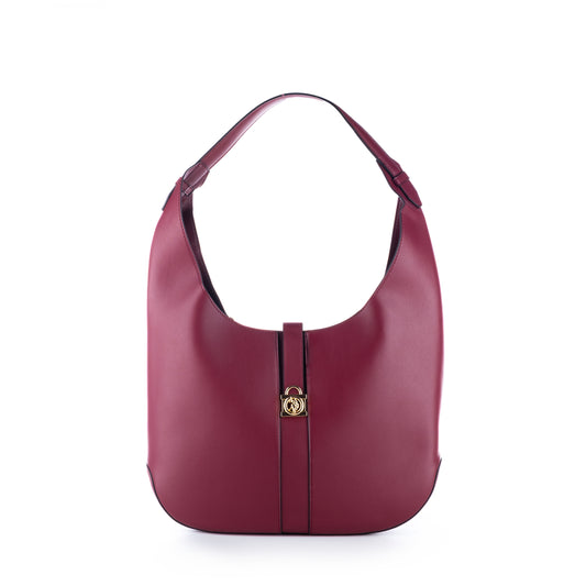 Bolsa de Ombro US Polo Assn Vinho Elegante com Detalhe em Dourado estilo Hobo