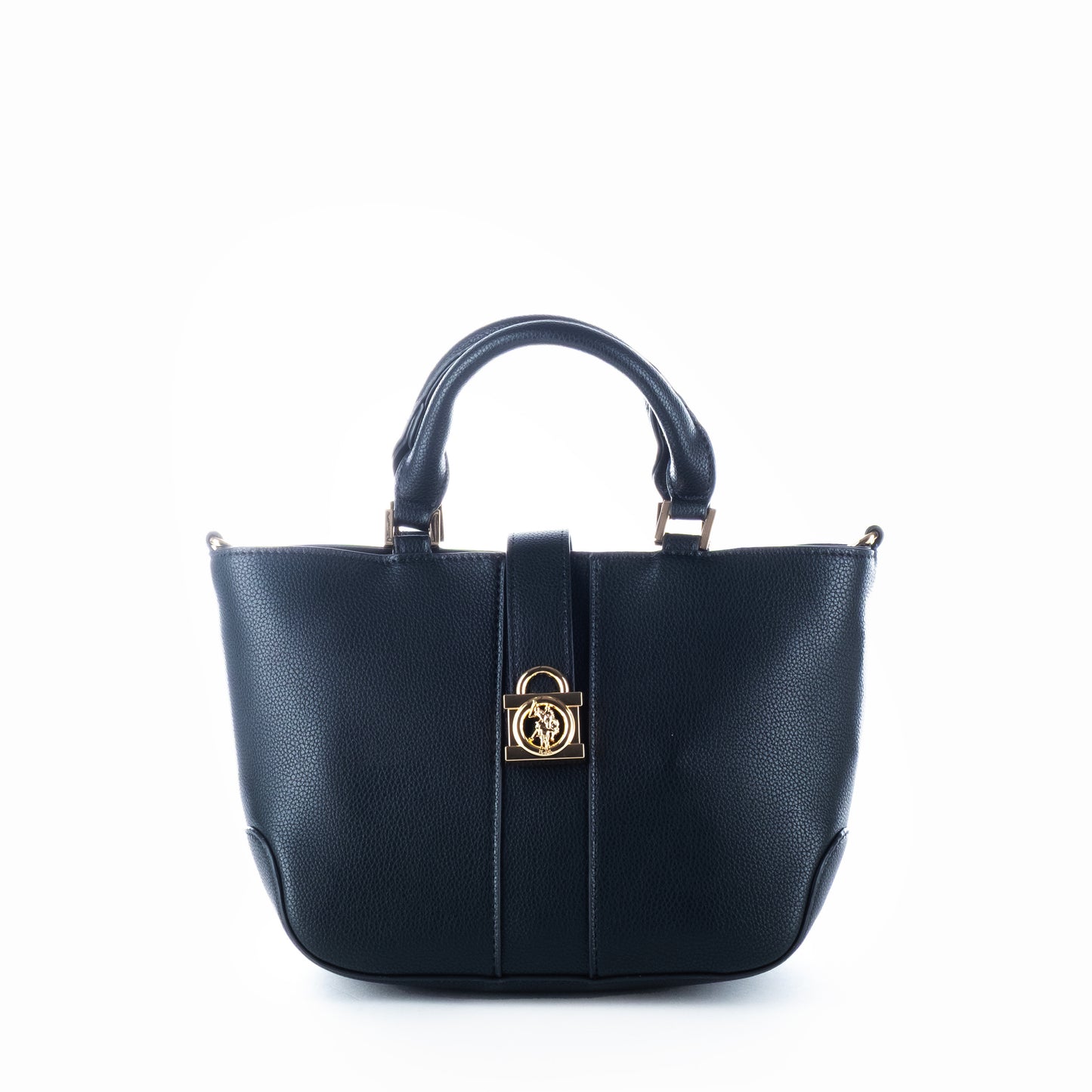 Bolsa Satchel Us Polo Preta com Fecho Decorativo