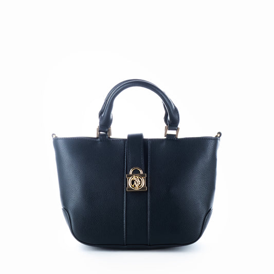 Bolsa Satchel Us Polo Preta com Fecho Decorativo