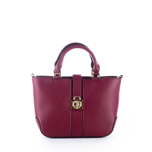 Bolsa Satchel Us Polo Vermelha com Detalhe Dourado