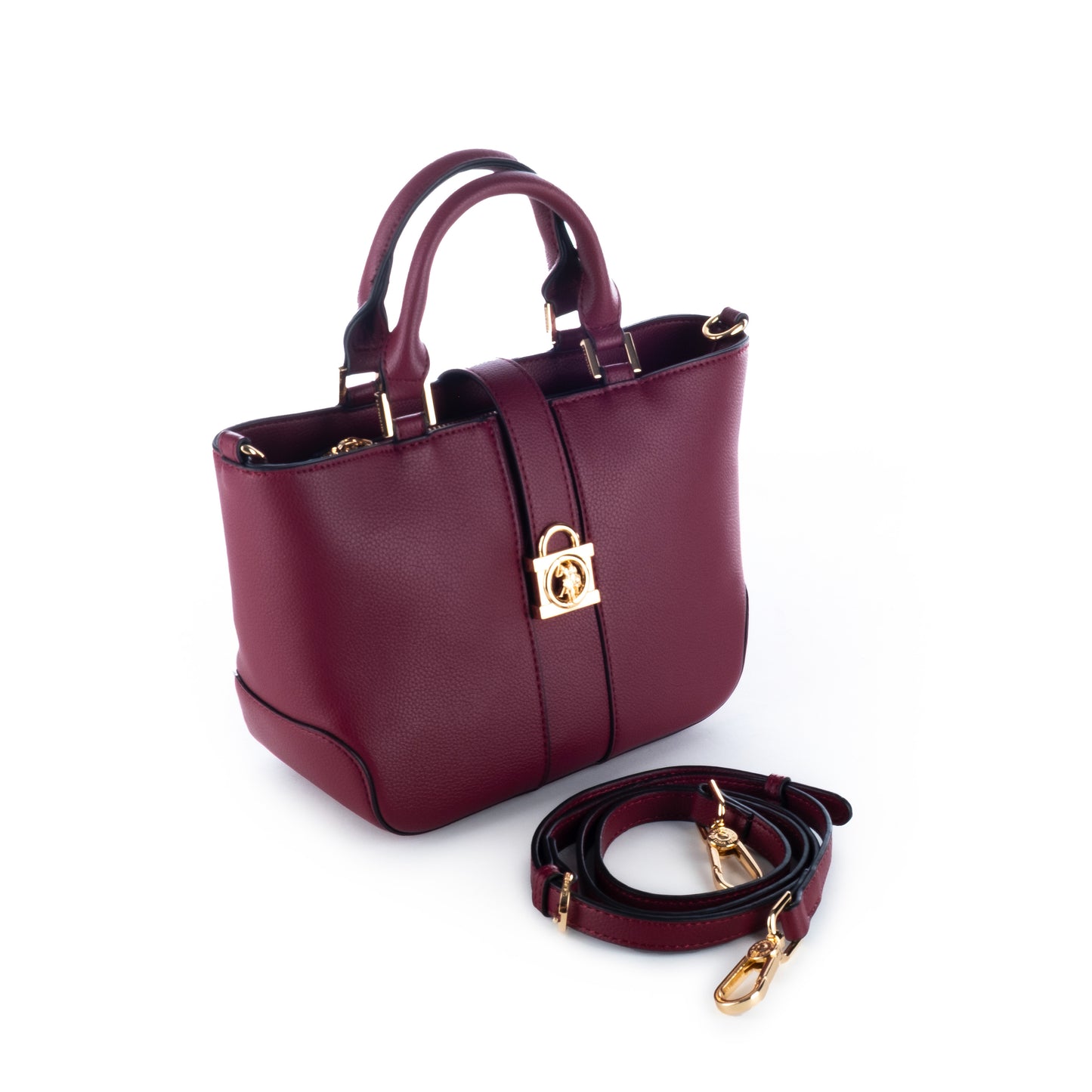 Bolsa Satchel Us Polo Vermelha com Detalhe Dourado