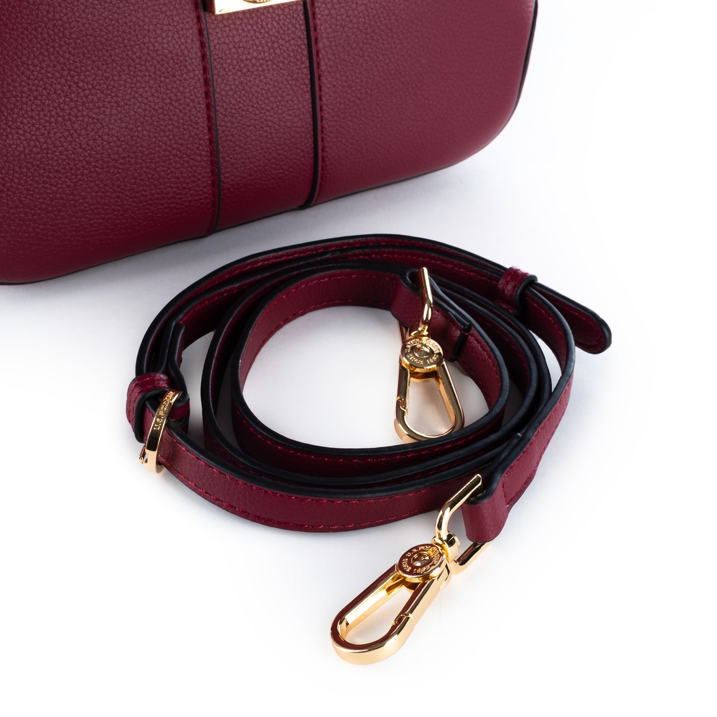 Bolsa Satchel Us Polo Vermelha com Detalhe Dourado
